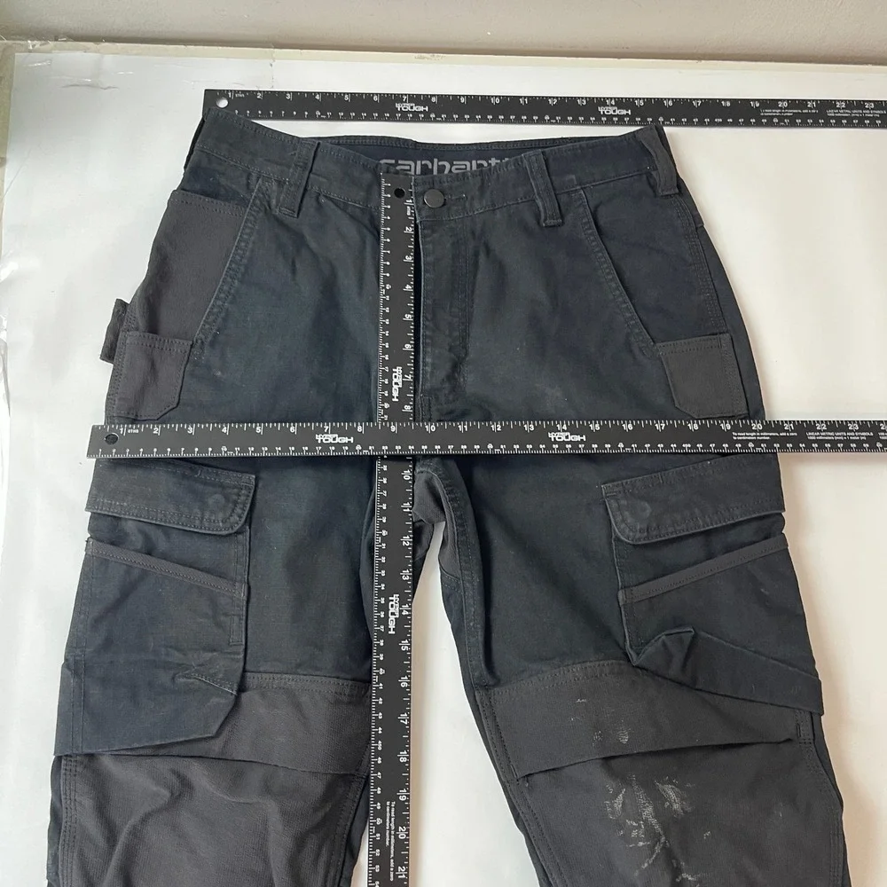 Carhartt Pants Mens 32x32 Black Steel Relaxed Fit Double Knee Cargo Rugged Flex